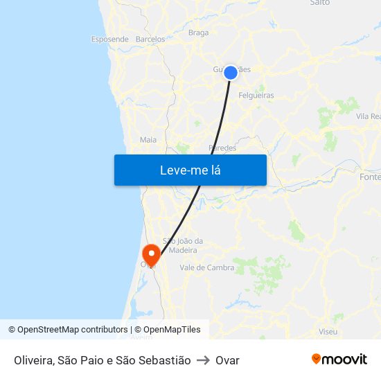 Oliveira, São Paio e São Sebastião to Ovar map