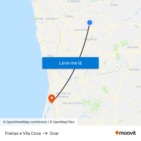Freitas e Vila Cova to Ovar map