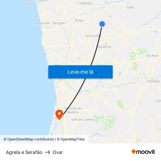 Agrela e Serafão to Ovar map