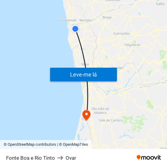 Fonte Boa e Rio Tinto to Ovar map