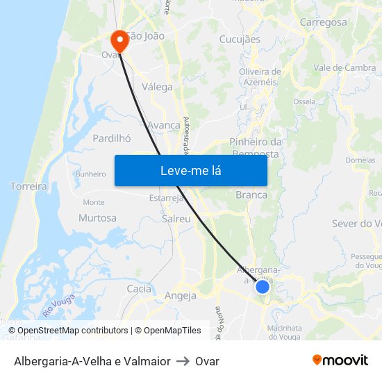 Albergaria-A-Velha e Valmaior to Ovar map