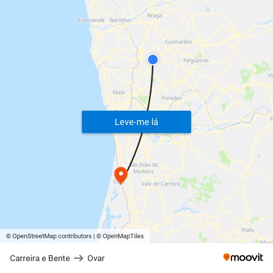 Carreira e Bente to Ovar map