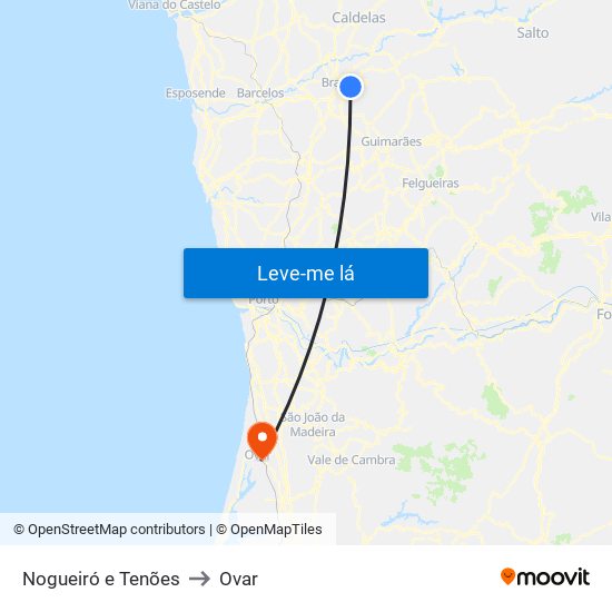 Nogueiró e Tenões to Ovar map