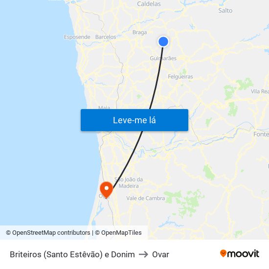 Briteiros (Santo Estêvão) e Donim to Ovar map