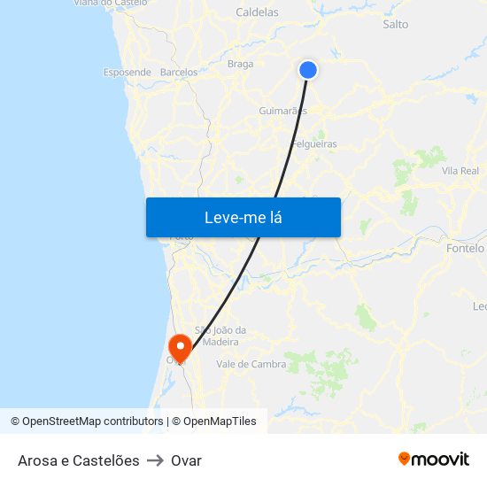 Arosa e Castelões to Ovar map