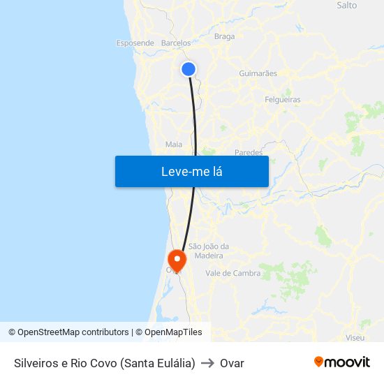 Silveiros e Rio Covo (Santa Eulália) to Ovar map