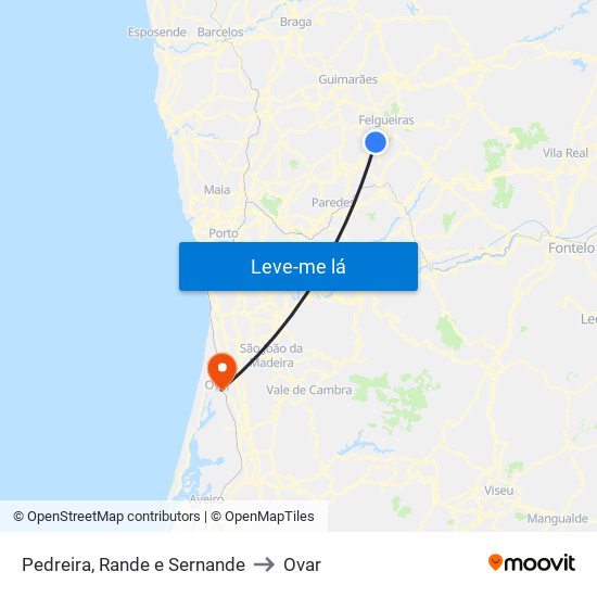 Pedreira, Rande e Sernande to Ovar map