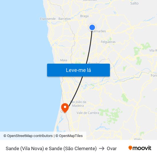 Sande (Vila Nova) e Sande (São Clemente) to Ovar map