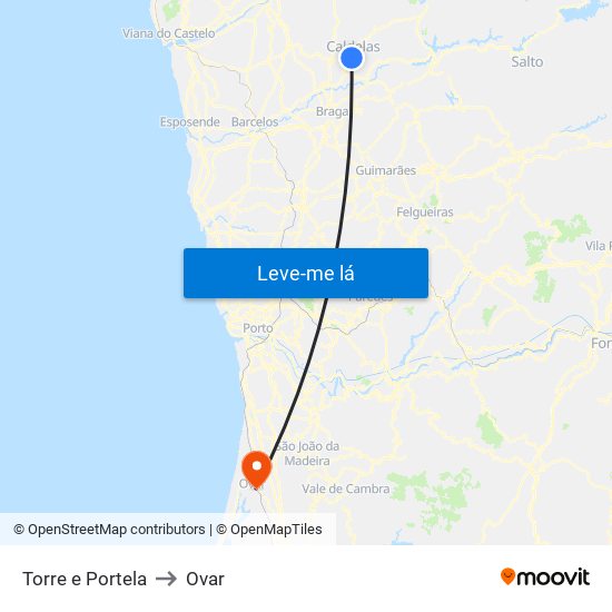 Torre e Portela to Ovar map