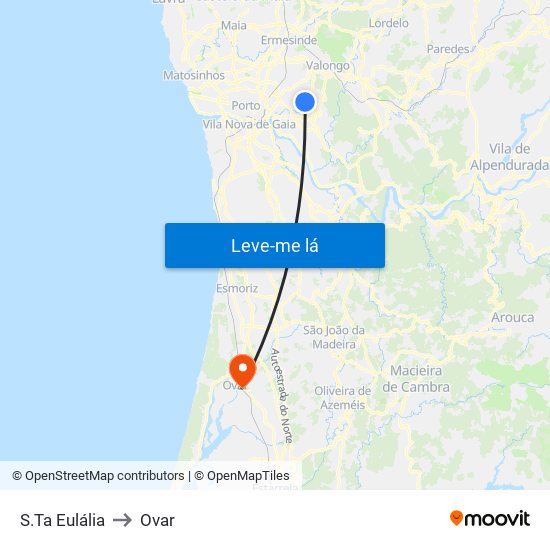 S.Ta Eulália to Ovar map