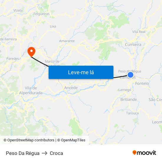 Peso Da Régua to Croca map