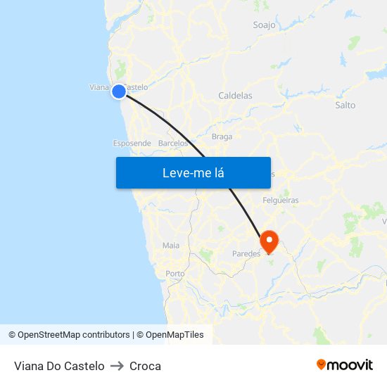 Viana Do Castelo to Croca map