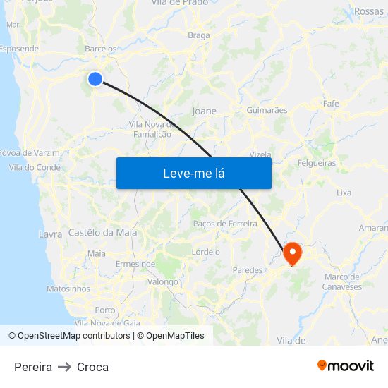 Pereira to Croca map