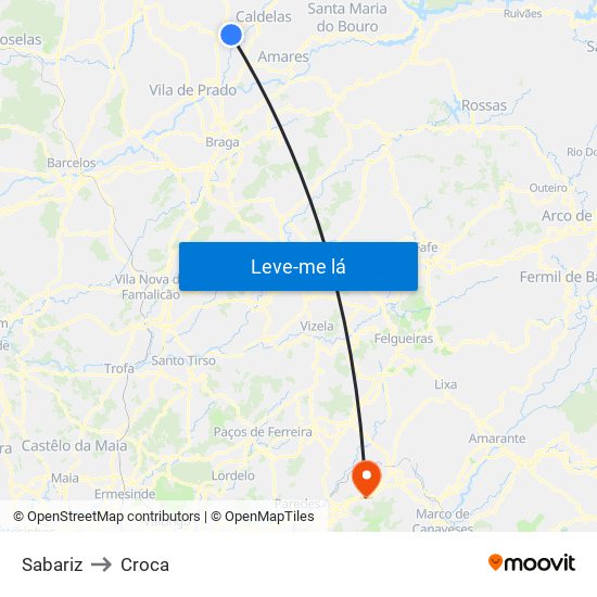 Sabariz to Croca map