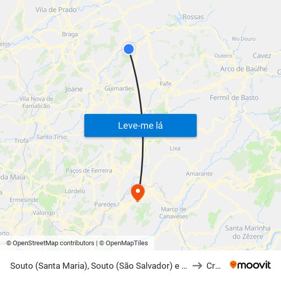 Souto (Santa Maria), Souto (São Salvador) e Gondomar to Croca map