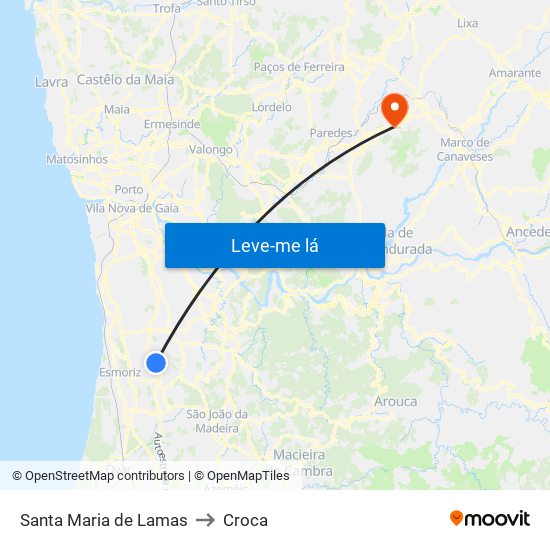 Santa Maria de Lamas to Croca map