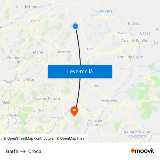 Garfe to Croca map