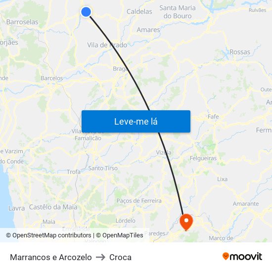 Marrancos e Arcozelo to Croca map