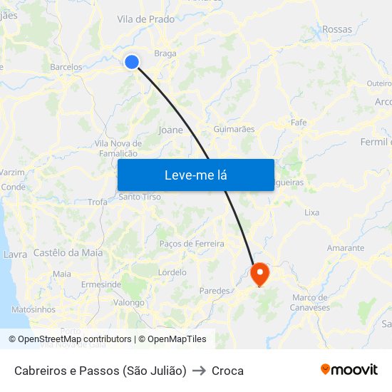 Cabreiros e Passos (São Julião) to Croca map