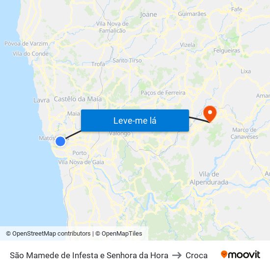 São Mamede de Infesta e Senhora da Hora to Croca map