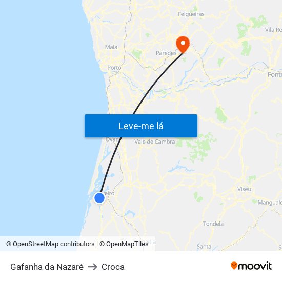 Gafanha da Nazaré to Croca map