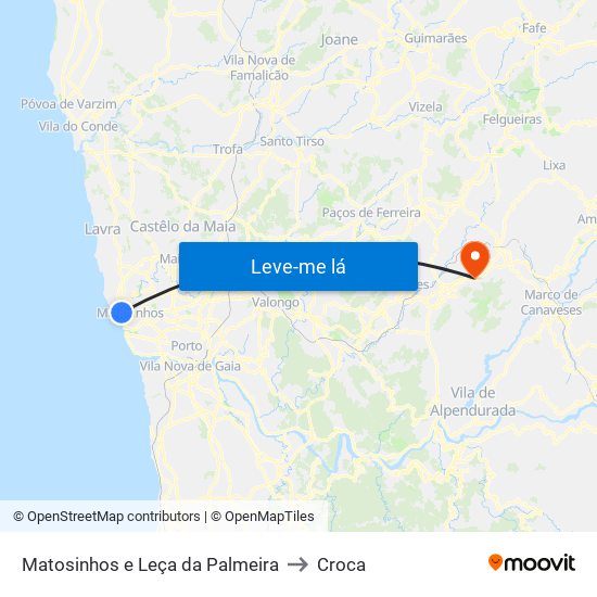 Matosinhos e Leça da Palmeira to Croca map