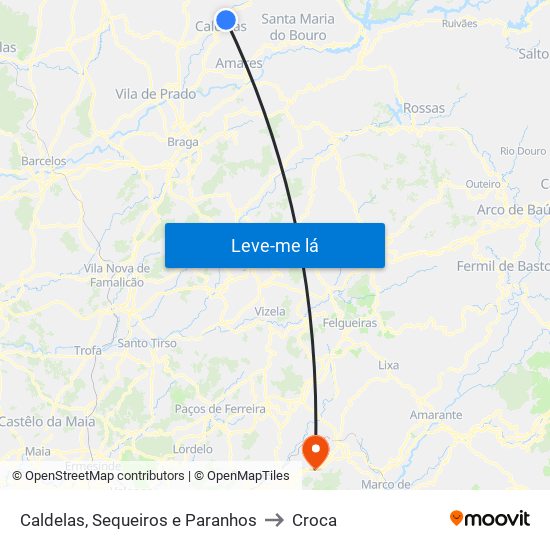 Caldelas, Sequeiros e Paranhos to Croca map