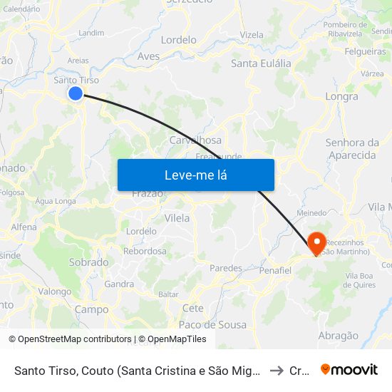 Santo Tirso, Couto (Santa Cristina e São Miguel) e Burgães to Croca map