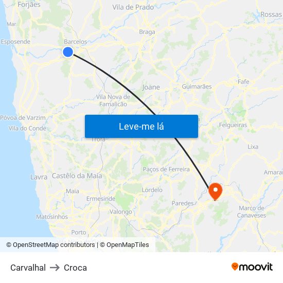 Carvalhal to Croca map