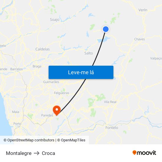 Montalegre to Croca map