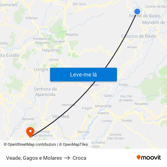 Veade, Gagos e Molares to Croca map