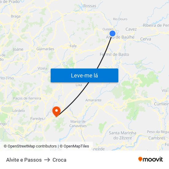 Alvite e Passos to Croca map