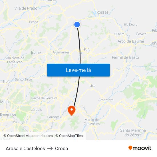 Arosa e Castelões to Croca map