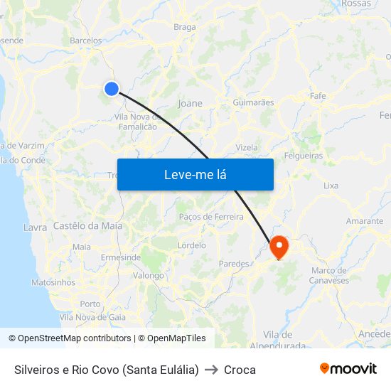 Silveiros e Rio Covo (Santa Eulália) to Croca map