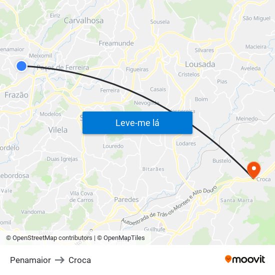 Penamaior to Croca map