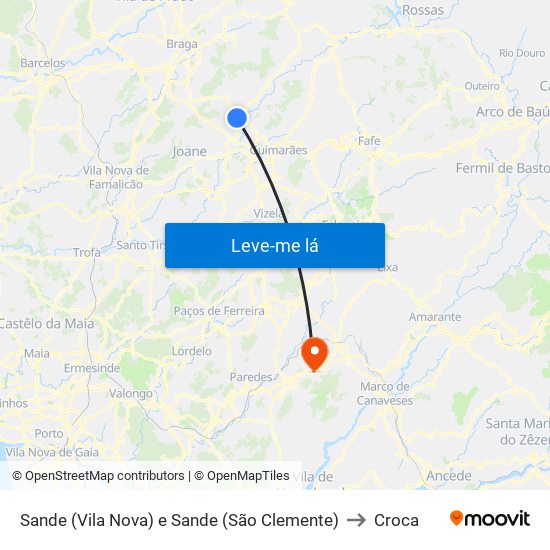 Sande (Vila Nova) e Sande (São Clemente) to Croca map