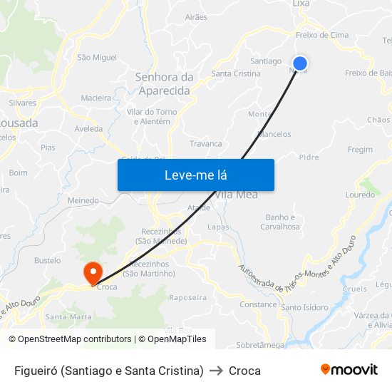 Figueiró (Santiago e Santa Cristina) to Croca map