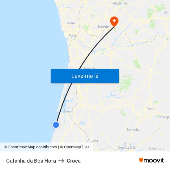 Gafanha da Boa Hora to Croca map