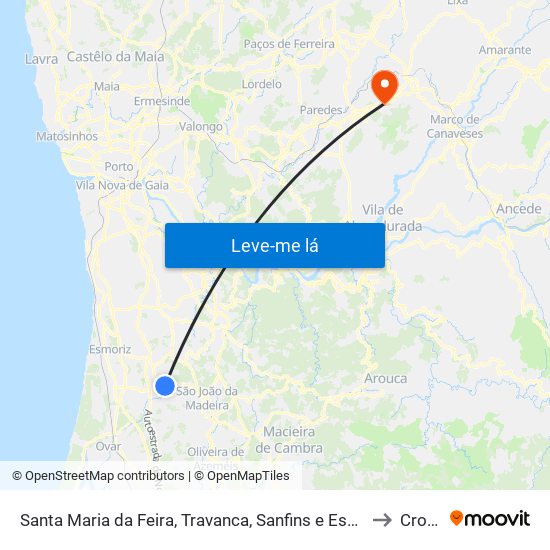 Santa Maria da Feira, Travanca, Sanfins e Espargo to Croca map