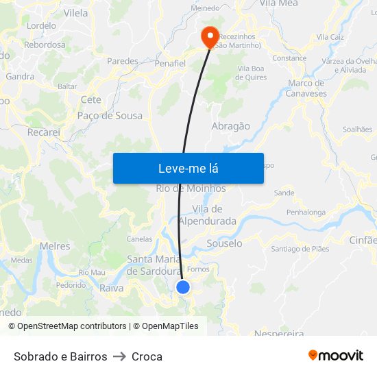 Sobrado e Bairros to Croca map