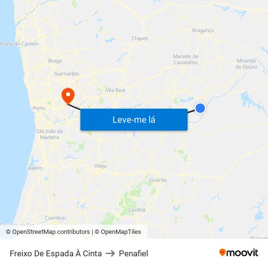 Freixo De Espada À Cinta to Penafiel map