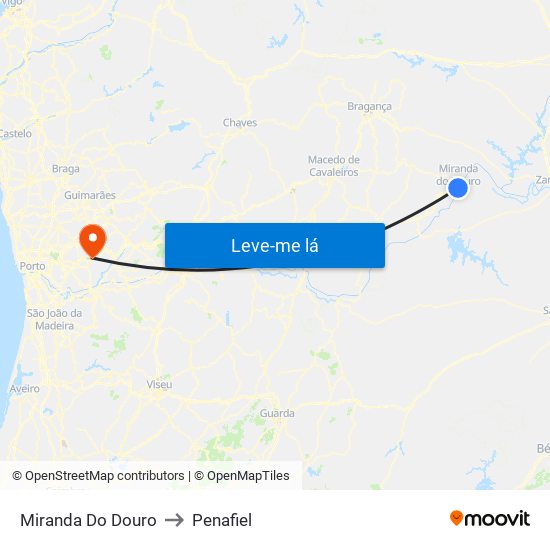 Miranda Do Douro to Penafiel map