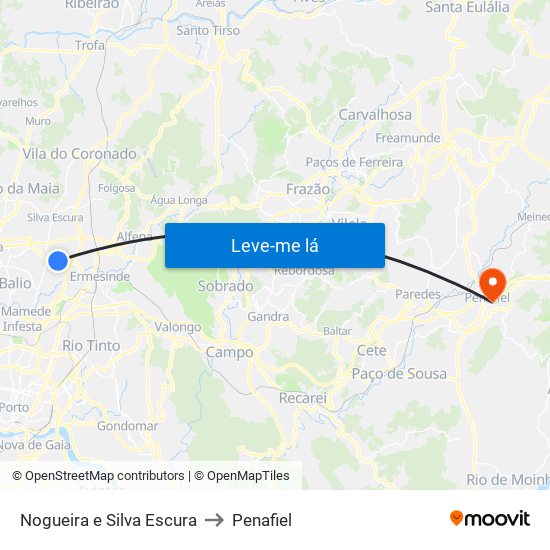 Nogueira e Silva Escura to Penafiel map