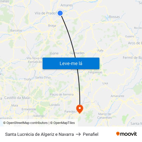 Santa Lucrécia de Algeriz e Navarra to Penafiel map