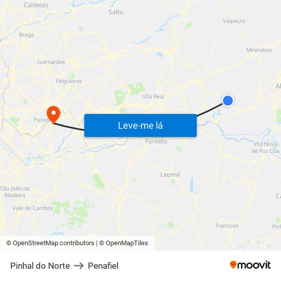 Pinhal do Norte to Penafiel map