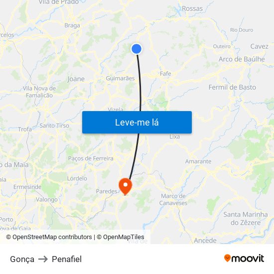 Gonça to Penafiel map