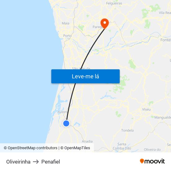 Oliveirinha to Penafiel map