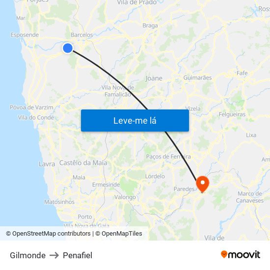 Gilmonde to Penafiel map
