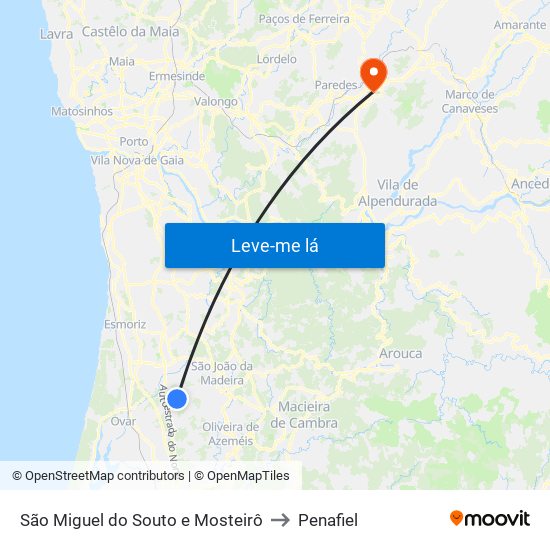 São Miguel do Souto e Mosteirô to Penafiel map