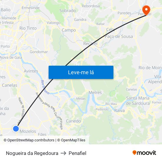 Nogueira da Regedoura to Penafiel map